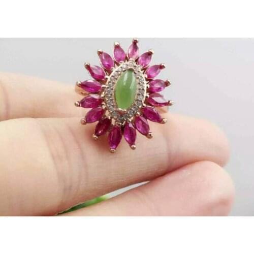 Natural red ruby gem Fashion special Sunflower claw Ring S925 Silver Natural gemstone Ring Women girl wedding gift Ring Jewelry