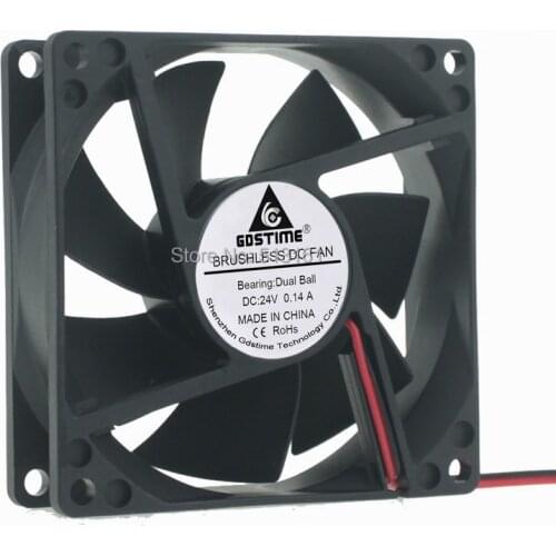 10 Pieces Gdstime 8025 8cm 80x80x25mm 80mm 2Pin Ball 24V DC Cooling Fan Motor
