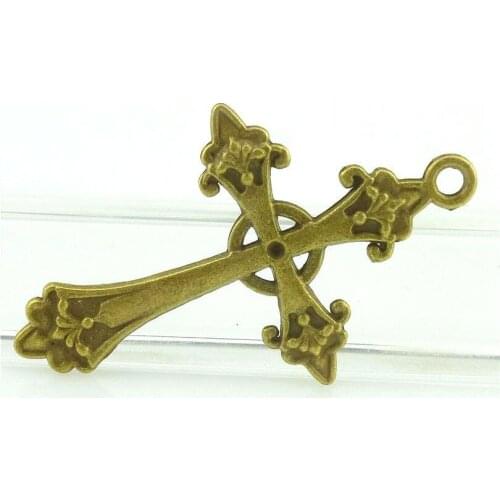 2pcs 64.5*40mm Antique Bronze Flower Cross Charm Pendant for DIY Necklace Jewelry Making Handmade Craft 15784