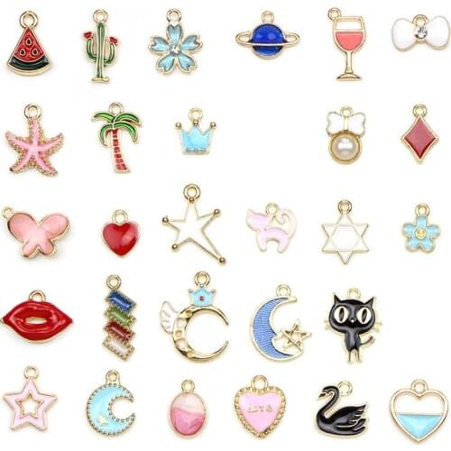 30Pcs Kawaii Mixed Enamel Beads Pendants Charms Craft For DIY Decoration Neckalce Earring Key Chain Jewelry Making
