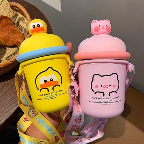 350ml 304 Stainless Steel Thermos Mug With Case Cute Cartoon Leak-Proof Vacuum Flask Children Thermal Water Bottle Thermocup