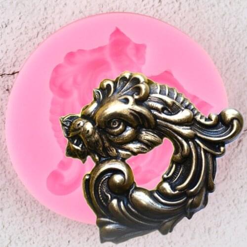 3D Dragon Silicone Mold Scroll Relief Medallion Border Fondant Molds DIY Cake Decorating Tools Candy Chocolate Gumpaste Mould