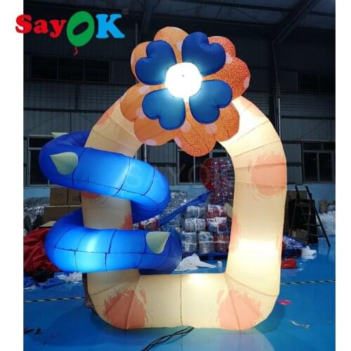 3mH Inflatable Flower Decoration Wreath Lighting Flower with Snake Shape White Lights for Christmas/Halloween/Party Decoration