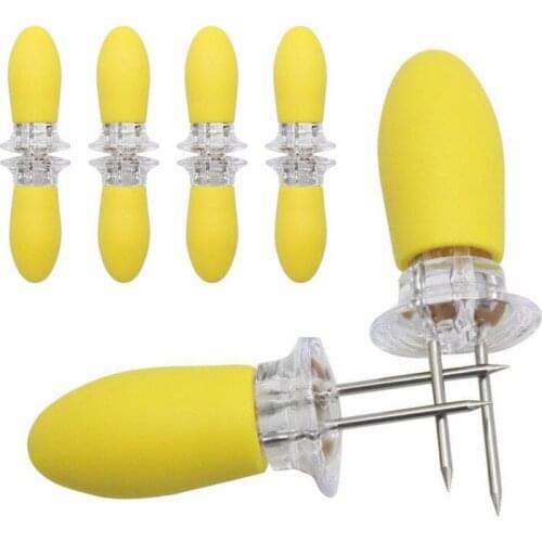 8pcs 4pairs Twin Prong Skewers Barbecue Fork Fruit Corn Holder BBQ Fork Garpu Tool Jumbo Corn on the Cob Holders