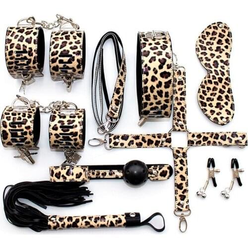 8 Pieces/Set Bondage Sex Toys Mouth Ball Gag Handcuffs Necklace Whip For Couples Adult Games Sex Toys For Women
