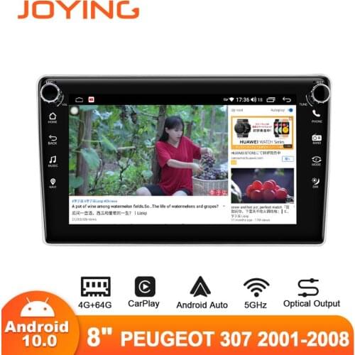 Joying 8inch Android10 Car Radio for Peugeot 307 2001-2008 GPS Carplay DSP SPDIF Subwoofer Bluetooth5.1 5GWIFI Optical Output
