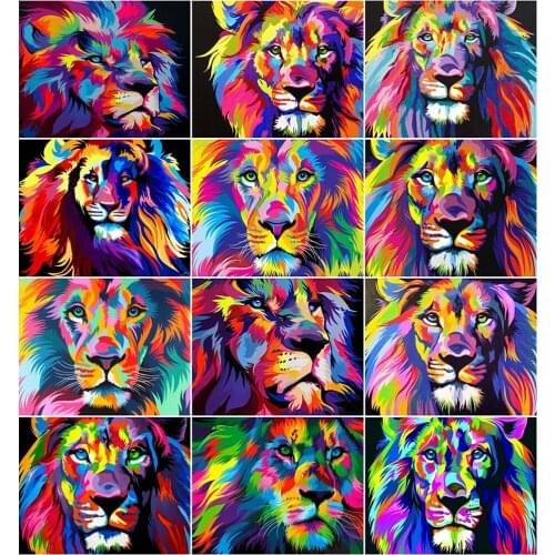 AZQSD DIY Coloring By Numbers Canvas Colorful Animal Home Decoration 40x50cm Oil Painting By Numbers Lion Handpainted Gift