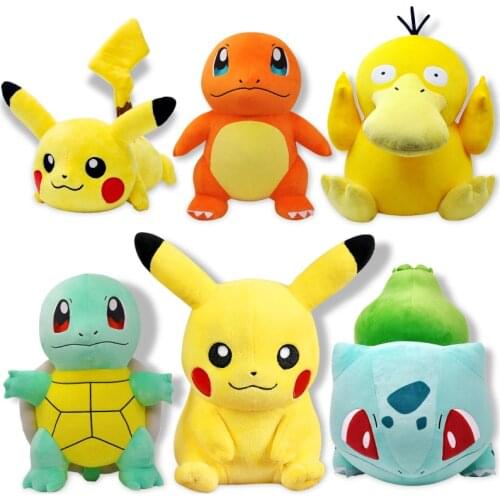 Big Size Pikachu Charmander Squirtle Bulbasaur Psyduck Plush Pillow Pokemon Peluche Stuffed Toy Kawaii Soft Gift