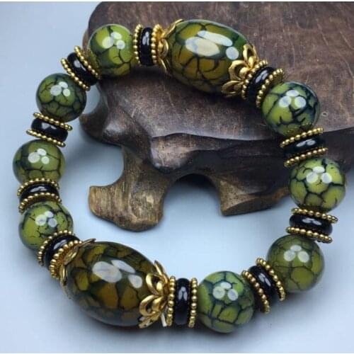 100% Natural silk wrapped ice flower agate bracelet, jade bracelet, mens and womens Bracelets