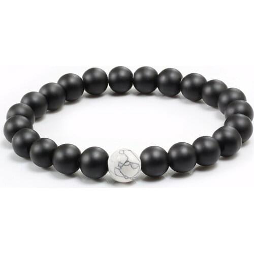 Natural Stone Beads Tiger Eyes Black Matte White Beaded Bracelet Men Women Yoga Buddha Prayer Elastic Bracelets Pulseira Jewelry