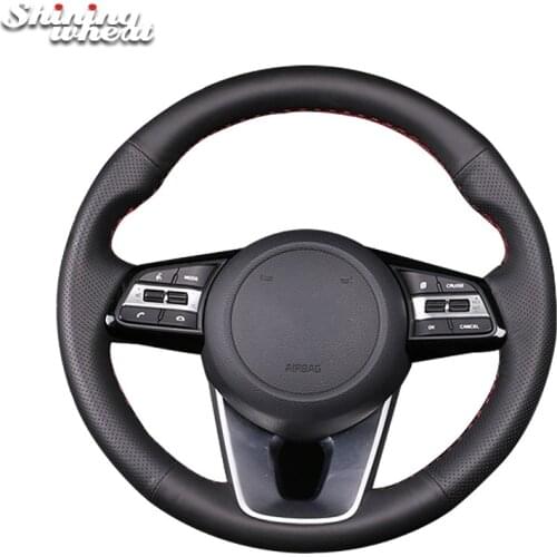 Shining wheat Black Artificial Leather Steering Wheel Cover for Kia K5 Optima 2019 Cee'd Ceed 2019 Forte Cerato (AU) 2018