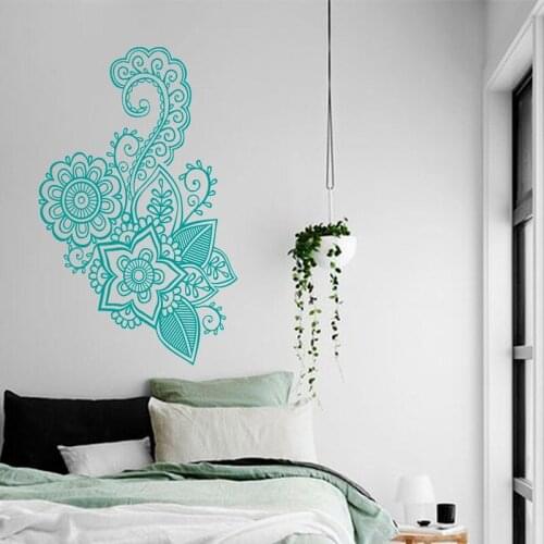 Flower Dress Up Mandala Wall Sticker Boho Style Yoga Club Home Door Glass Refrigerator Bedroom Decoration Vinyl Decal Mural Gift