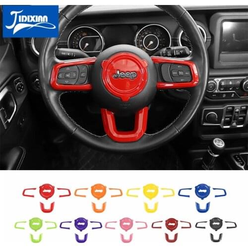 MOPAI Car Steering Wheel Decoration Cover Accessories for Jeep Wrangler JL 2018 for Jeep Gladiator JT 2018