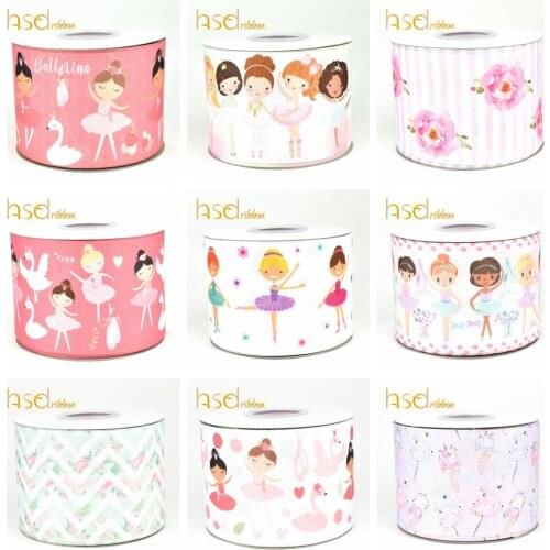 HSDCraft 22MM 25MM 38MM 50MM 75mm dancer girl Series HT on Grosgrain Ribbon for diy