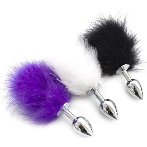 High-end Skin Friendly Real Fur Tail Toys with Metal Butt Plug for Men Women Animal Cosplay Fetish Bdsm Adult Games