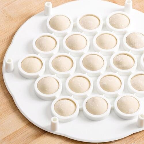 19 Holes Easy Dumpling Maker Kitchen Gadget Pastry DIY Tools White Plastic Dumpling Mold Dough Press Ravioli Mold Tools