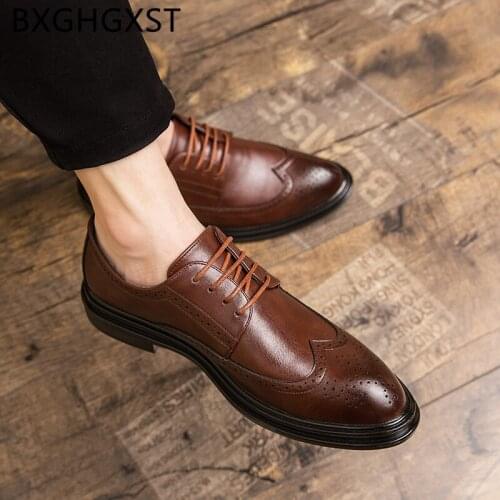 Classic shoes men formal luxury brand vintage brogue shoes men leather Business classic Elevator shoes for men 2020 buty meskie