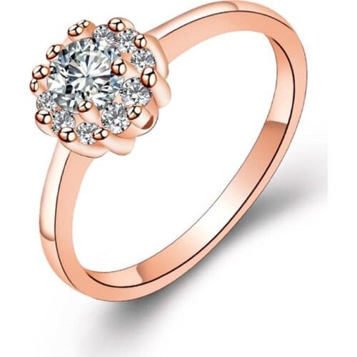 New Rings 925 Silver Jewelry with Cubic Zirconia Gemstone Round Shape Finger Ring Ornaments for Women Wedding Party Promise Gift