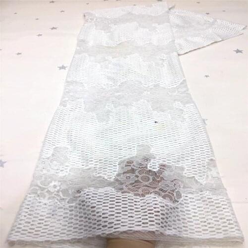 Nigerian Lace Fabrics African Lace Fabric 2021 High Quality Lace with Sequin, White French Lace Fabric for Dress latest N x67-20