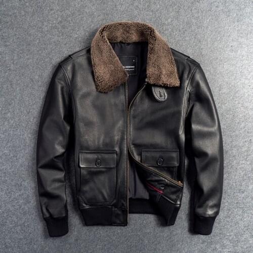 Real Leather Coat Men Winter Thick Fur Collar Clothes 2020 Streetwear Genuine Cow Leather Jacket Moto Biker Jackets 1968
