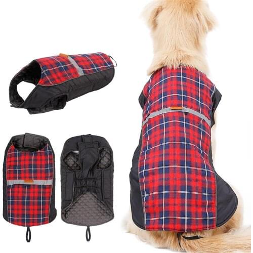 Dog Jackets Waterproof Reversible Dog Coat, for Cold Weather British Style Plaid Warm Dog Vest for Small Medium Large Dogs
