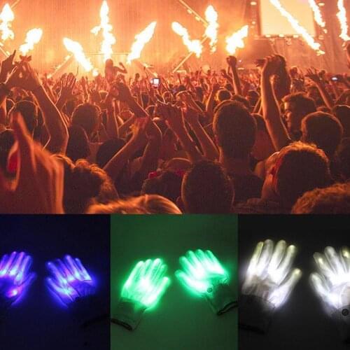 80%HOT1Pair LED Light Up Hand Finger Gloves Halloween Christmas Costume Dance Decor