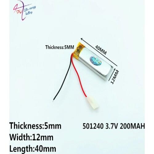 Liter energy battery 501240 3.7V 200mAH 051240 PLIB; polymer lithium ion / Li-ion battery for GPS,mp3,mp4,mp5,dvd,,model toy