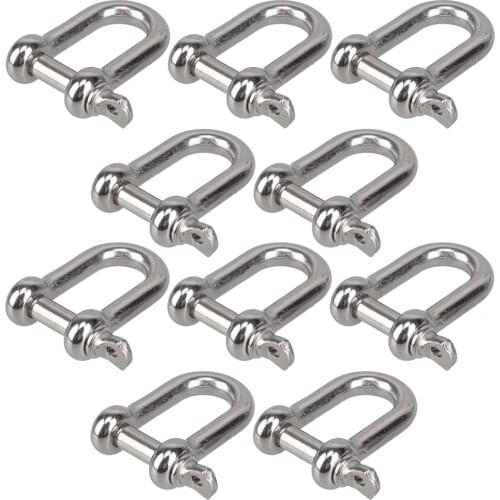 M5 D Type Shackle Short Paragraph Rigging 304 Stainless Steel 5MM Shackle Hooks boat rigging hardware Pack of 10