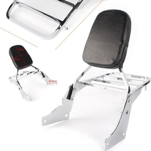 Motorcycle Chrome Backrest Sissy Bar Back Rest w/ Luggage Rack Pad For Honda Shadow Sabre 1100 Ace VT1100 All Years