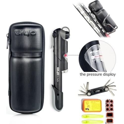 GIYO Bicycle Repair Tool Kit Tire Puncture Repair Tools Kits Pump 10-in-1 multifunctional tool Portable Bike Tool Bottle