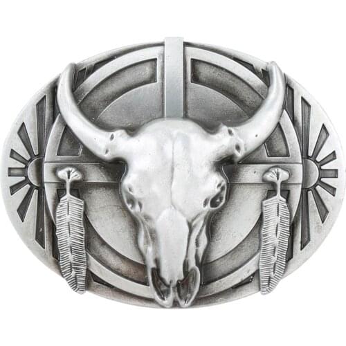 The New! ! 3D Bull Silver Copper Belt Buckle Western Metal Denim