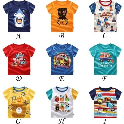 Baby Clothing Children t shirts Space Rockets Print Kids Baby Boys Tops Short Sleeve T-Shirt Summer Tees DS9