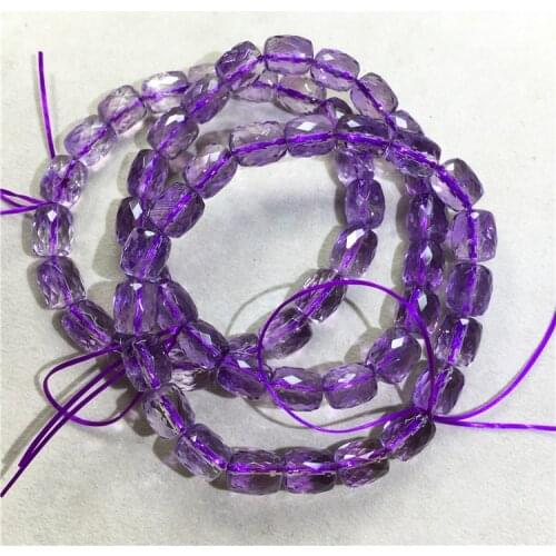 Amethyst pillar faceted 8*10mm bracelet 7.5inch FPPJ wholesale beads nature amazing