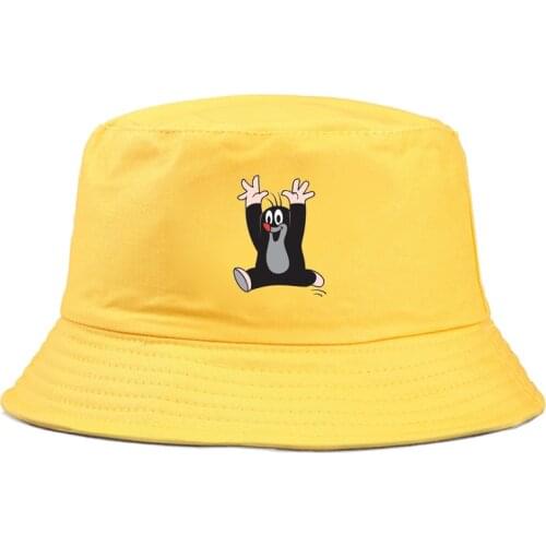 Panama Bucket Hat Men Women Summer The Mole funny cartoon Bucket Cap bob Hat Hip Hop Fishing Fisherman Hat girl boy