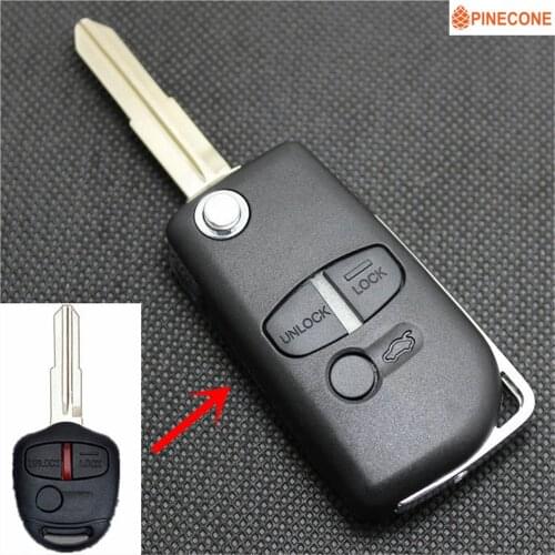 PINECONE for Mitsubishi Lancer 2 Buttons Uncut MIT11 Blade Easy Install Modified Remote Blank Car Key Shell Housing