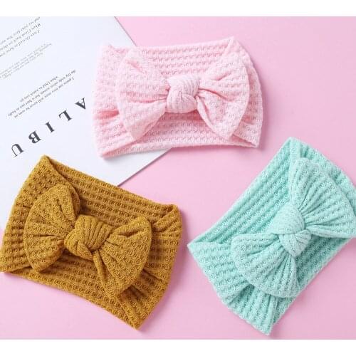 New Fashion Knot Bow Headband Wide cotton Headwrap Girls Cotton Bows Turban for Children Girls Stretchy Headwear HB607D