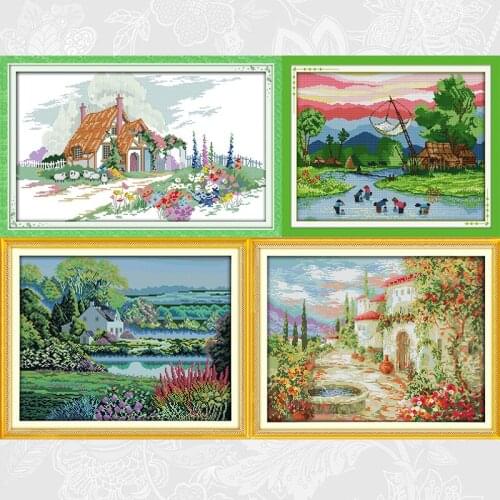 Beautiful Homeland DIY Cross Stitch Kits Printed on Canvas 14CT 11CT Handmade Embroidery Cross-stitch Fabric Needle Threads Sets
