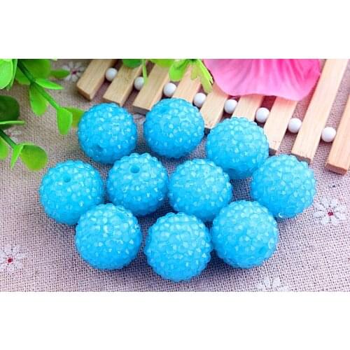 Kwoi vita Jelly Aqua Clear Resin Rhinestone Ball beads Wholesales AAA Quality 20mm Chunky 100pcs/lotfor Kids Girl Jewelry
