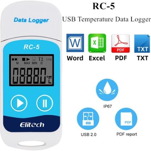 RC-5 USB Temperature Data Logger High-precision Datalogger Recorder 32000 reading Point Temperature Recorder 40% off