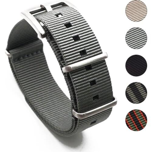 Premium Quality Herringbone 20mm 22mm Grey Watch Band Nylon Nato Strap For Military Watch Men Accessories