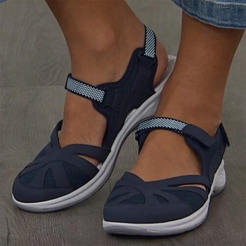 2021 New Summer Shoes For Women Sandals Solid Round Toe Mesh Breathable Casual Lady Sandalias Beach Female Wedge Sandalias
