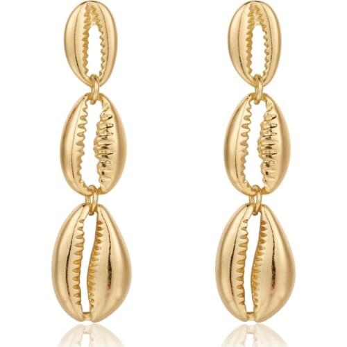 Shell Earrings Tassels Vintage Boho Gold Starfish Pendant Drop Earrings for Women Imitation Pearls Earing Creative Gifts