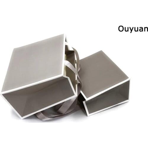 Gray Cosmetics Boutique Paper Bags with Built-in Handle Premium Customized Logo Printed Shopping Tote-bag for Jewelry Clothing