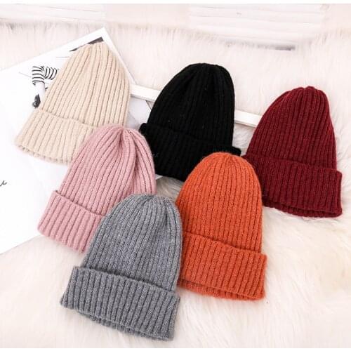 Solid Casual Acrylic Cotton hair Cap Skullies Hat Fashion Warm Beanies Hats Casual Women Solid Adult Woolen Caps Cover Head