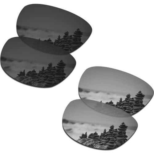 SmartVLT 2 Pairs Polarized Sunglasses Replacement Lenses for Oakley Trillbe X Stealth Black and Silver Titanium