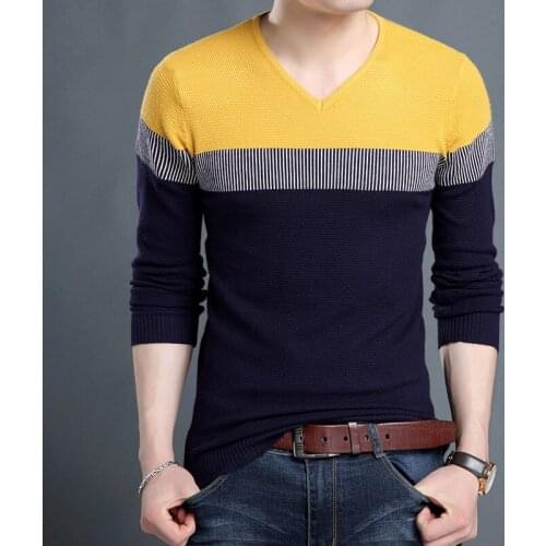 2020 New Fashion Brand Sweater Man Pullover V Neck Slim Fit Jumpers Knitred Woolen Winter Korean Style Casual Men Clothes