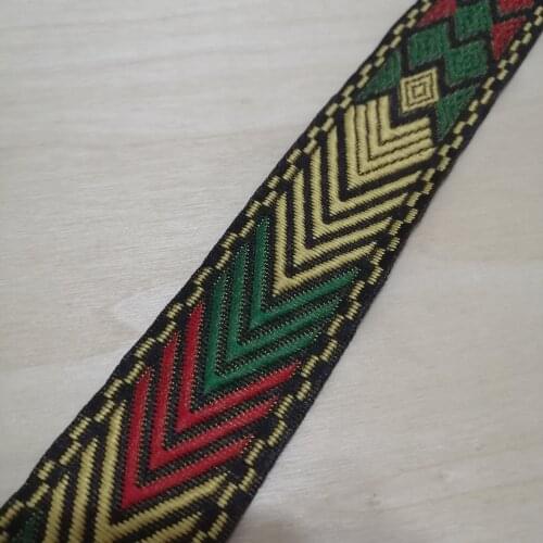 3.3cm 33mm 1-3/8' Beige Red Green Arrow Rhombus Symbol Folk Costume Border Laciness Woven National Jacquard Garment Webbing