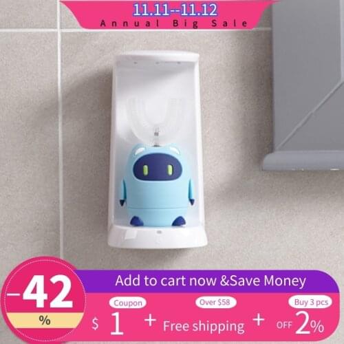 360 degree U shaped smart sonic electric toothbrush for kids wall-mounted rechargeable children waterproof automatic tooth brush