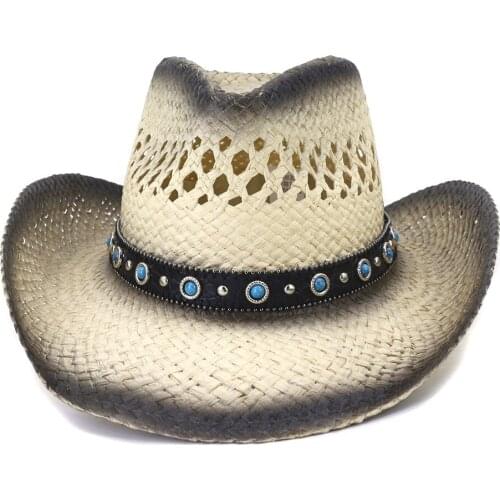 Unisex Women Men Fashion Summer Casual Trendy Beach Sun Straw Panama Jazz Hat Cowboy Fedora Hat MZ23