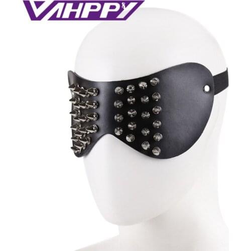 VaHppy Black Rivet Leather Separable Eye Patch Blindfold Flirt Sex Toys Patches Products Erotic store Adult passion game MS01003